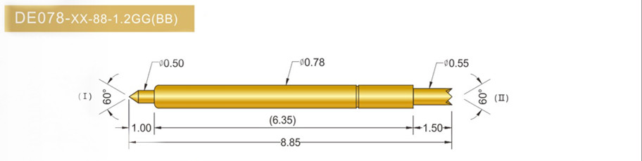 078雙頭探針尺寸、BGA雙頭頂針、雙向可動探針、帶彈簧頂針、測試探針