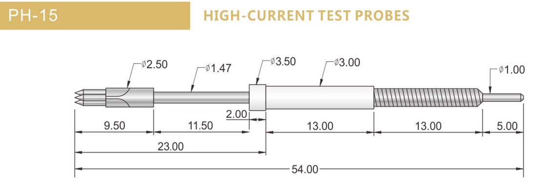 PH-15測(cè)試探針尺寸，華榮華探針選型規(guī)格